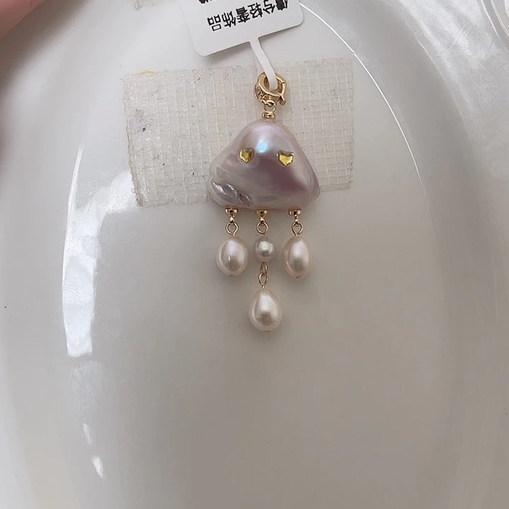 吊坠(不含链)淡水珍珠合金小云朵巴洛克吊坠