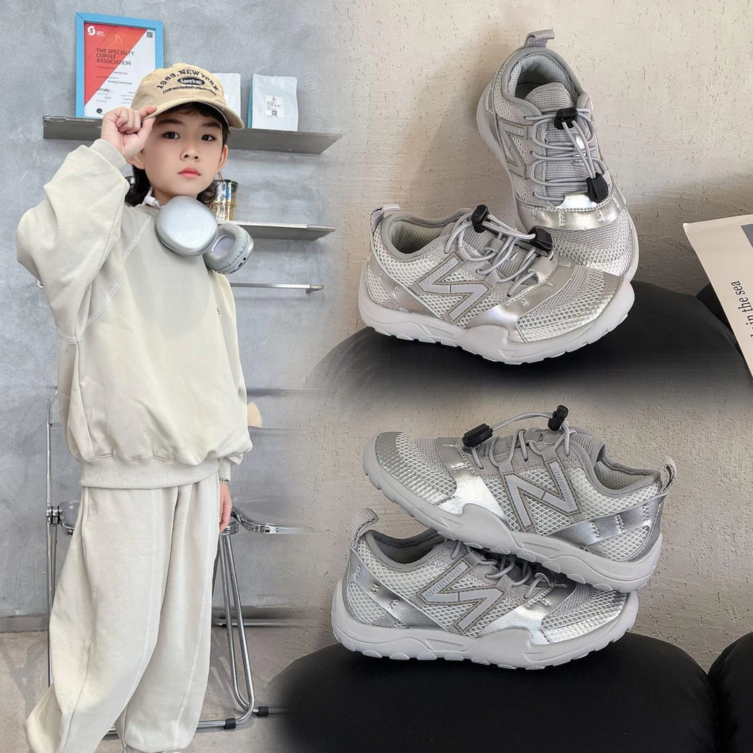 巴拉AJ男童网鞋透气网面儿童德训鞋女童鞋子跑鞋2025新款夏季运动