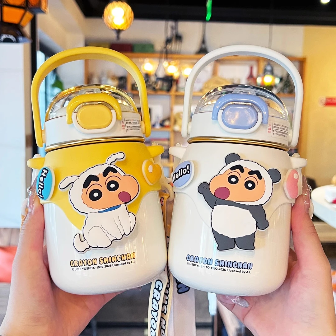 奇怡蜡笔小新儿童大肚保温杯女孩可爱吸管杯子小学生上学专用水杯