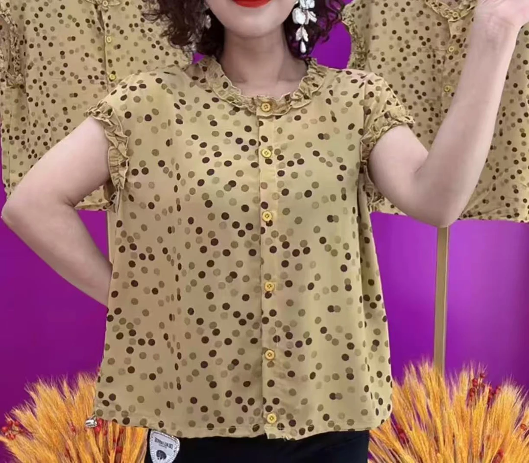夏季新款洋气碎花减龄透气短袖提花衬衫法式高级感小衫