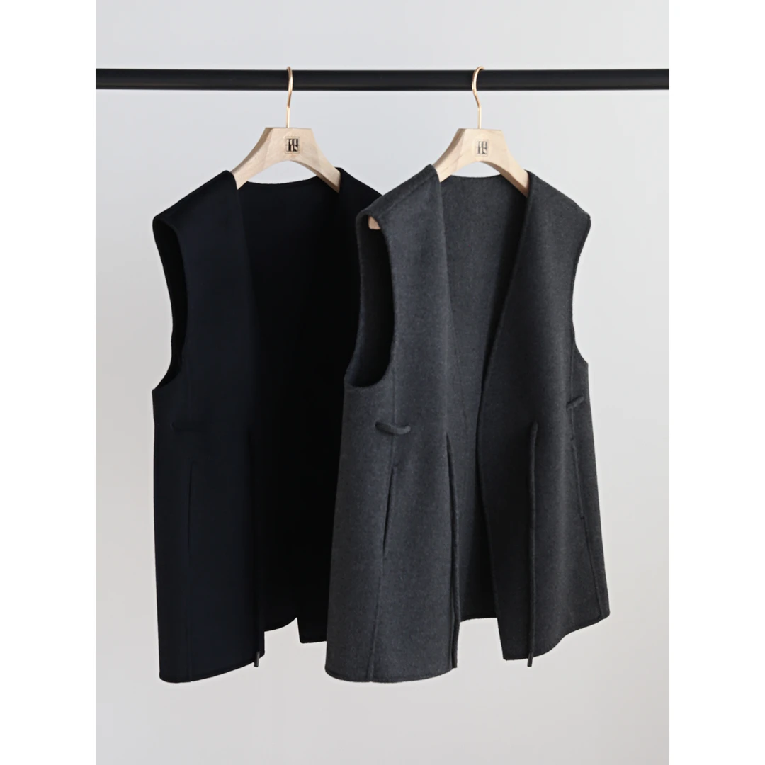 Forlin芙临  通勤百搭羊毛羊绒 女士V领无袖马甲背心  SXY28158