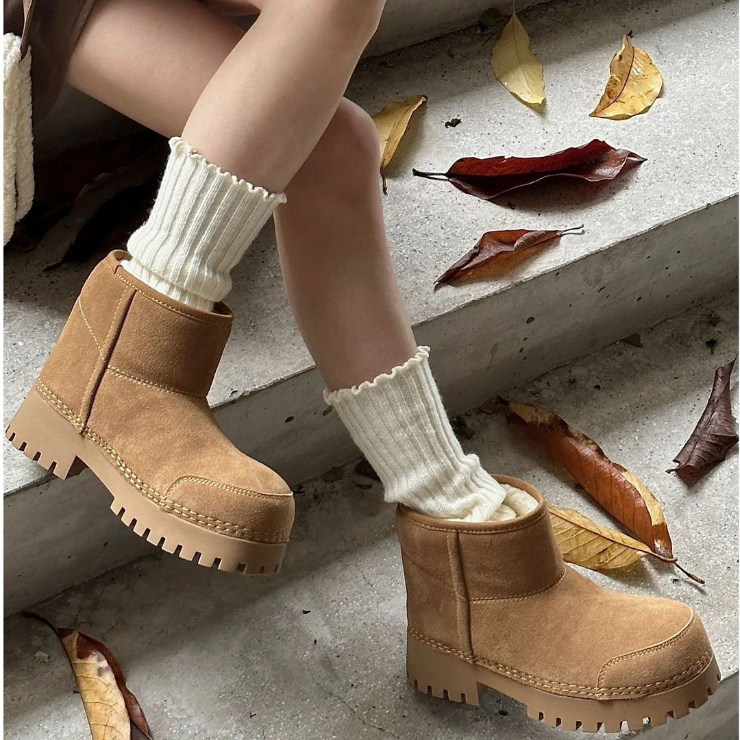 【小喜专属】10195-03冬季圆头厚底雪地靴保暖加绒舒适女鞋