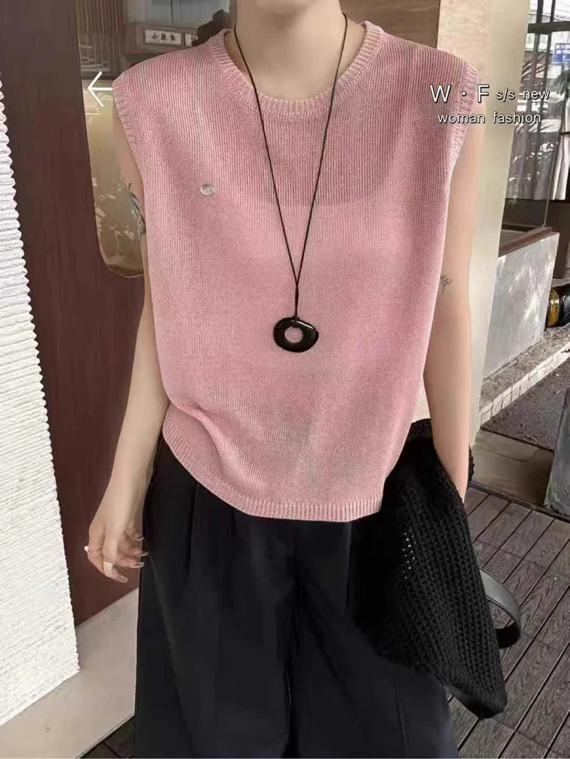 【云云精选】0098 夏季背后镂空无袖马甲上衣