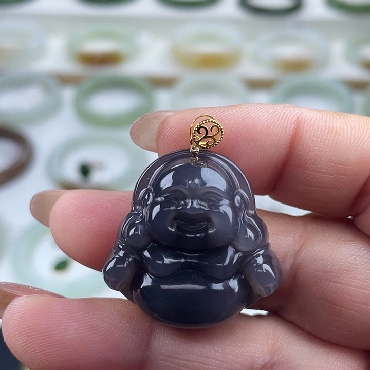 和田玉18K金镶嵌颈饰