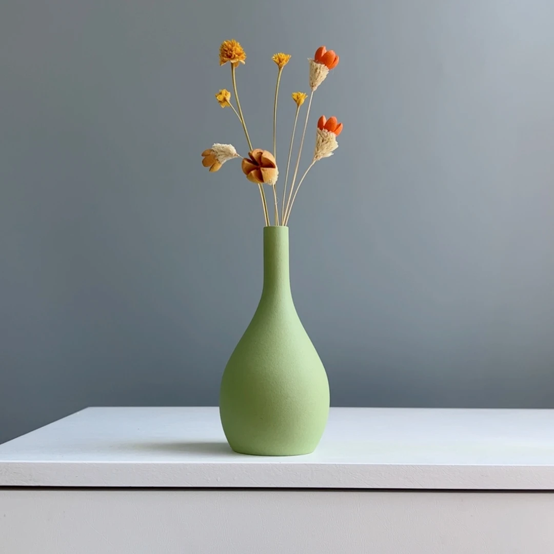 摆件陶瓷小花瓶摆件含花总高约20-30cm