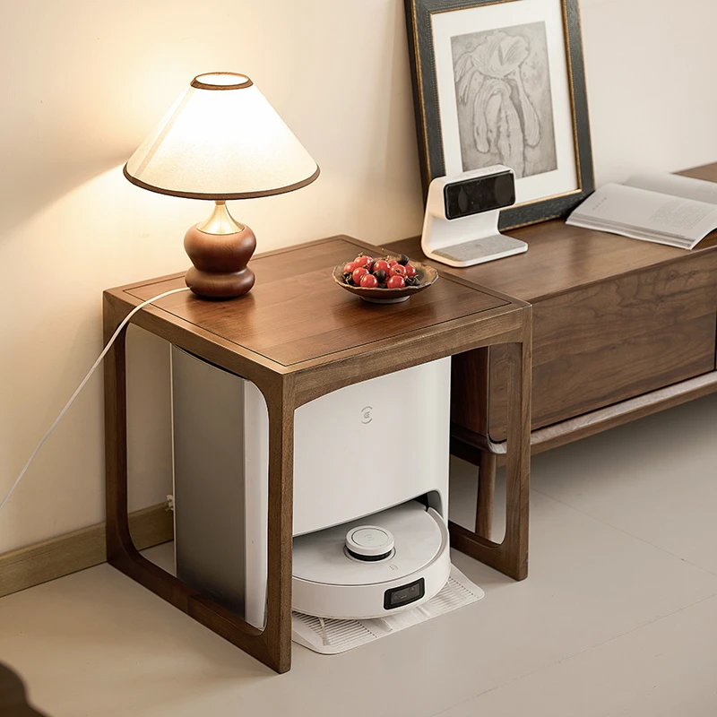 苏作集北美黑胡桃木边几客厅扫地机器人收纳简约家用沙发角几边柜