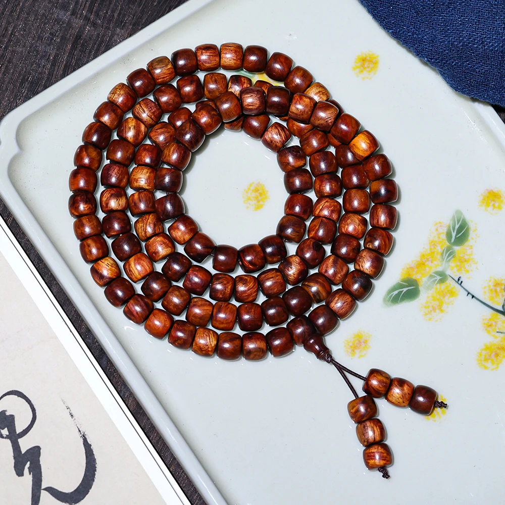 【高兴出品】 海南黄花梨虎斑纹8mm直切108手串 HL09