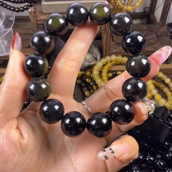 甘***醫木质非金属1.6青黑手串