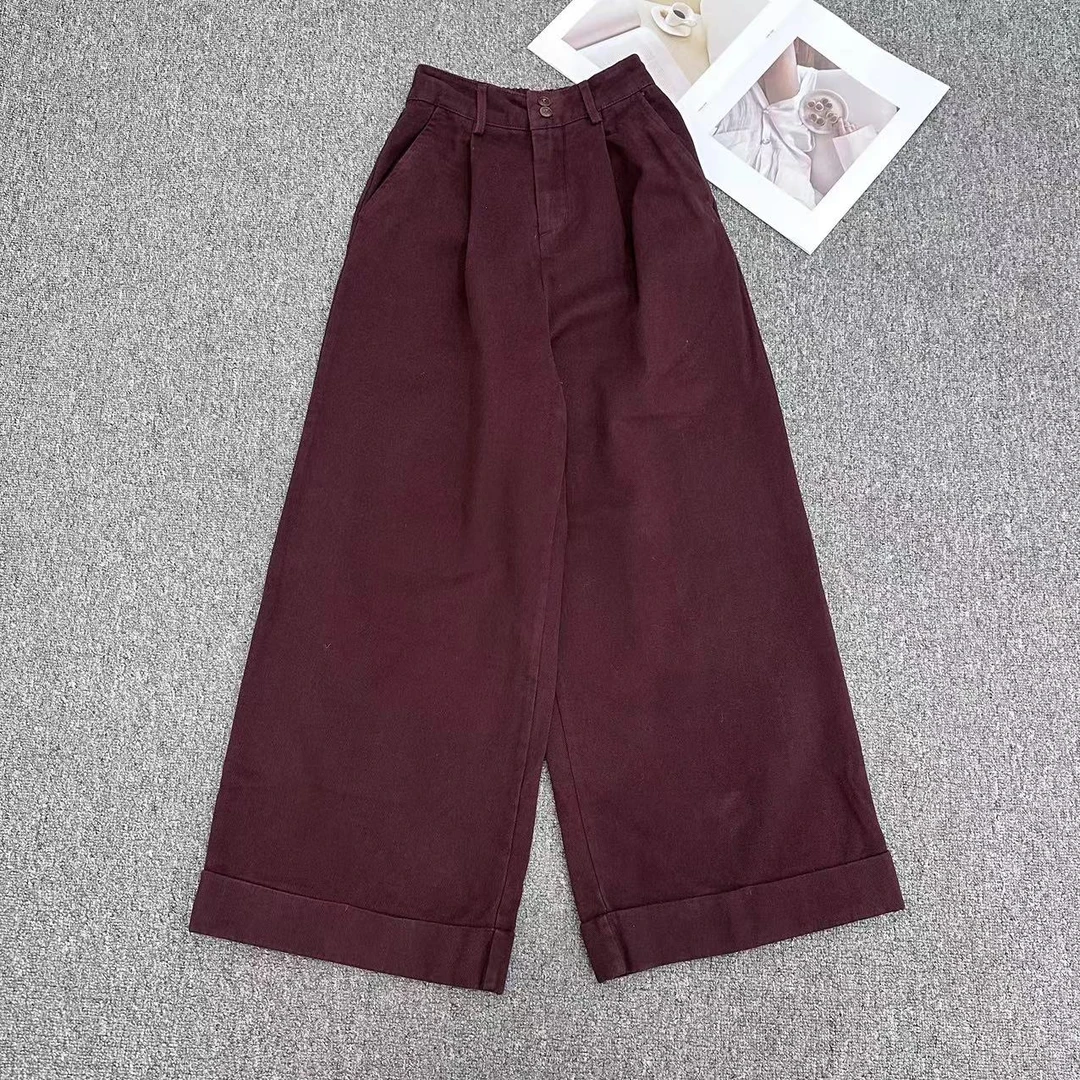 【周周家】5058濮院新款纯色桑蚕丝百搭阔腿裤时尚街头风