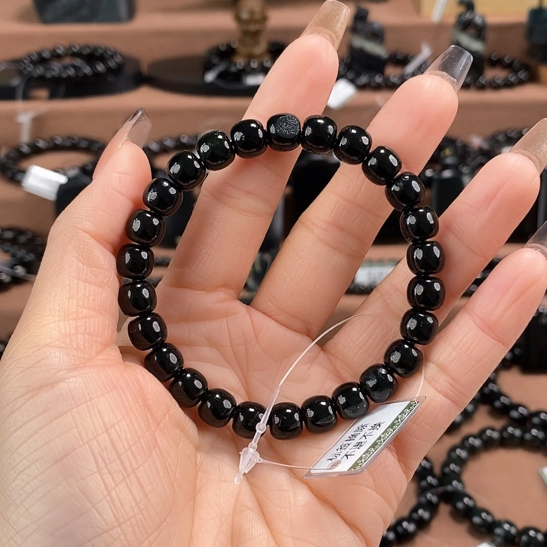 和田玉未镶嵌手链8特黑