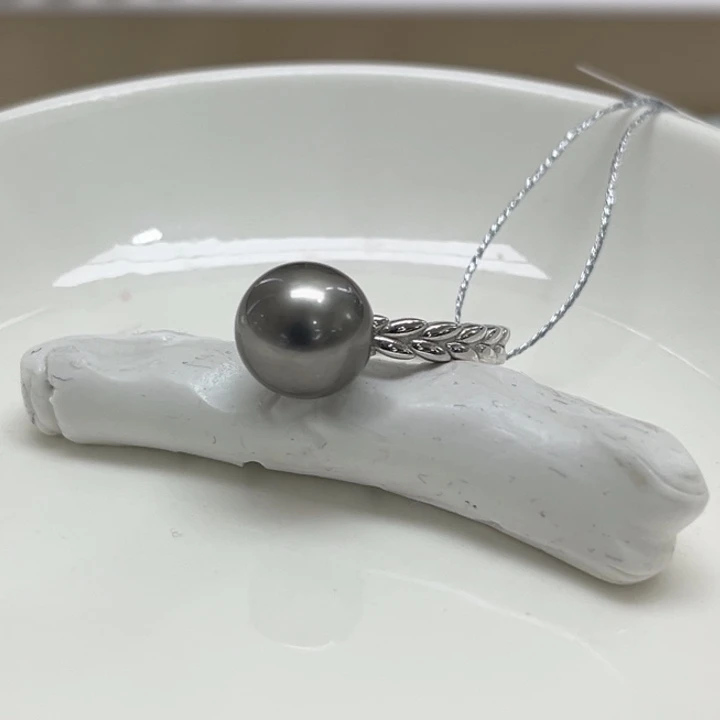 银S925镶嵌戒指海水珍珠10-11mm45号