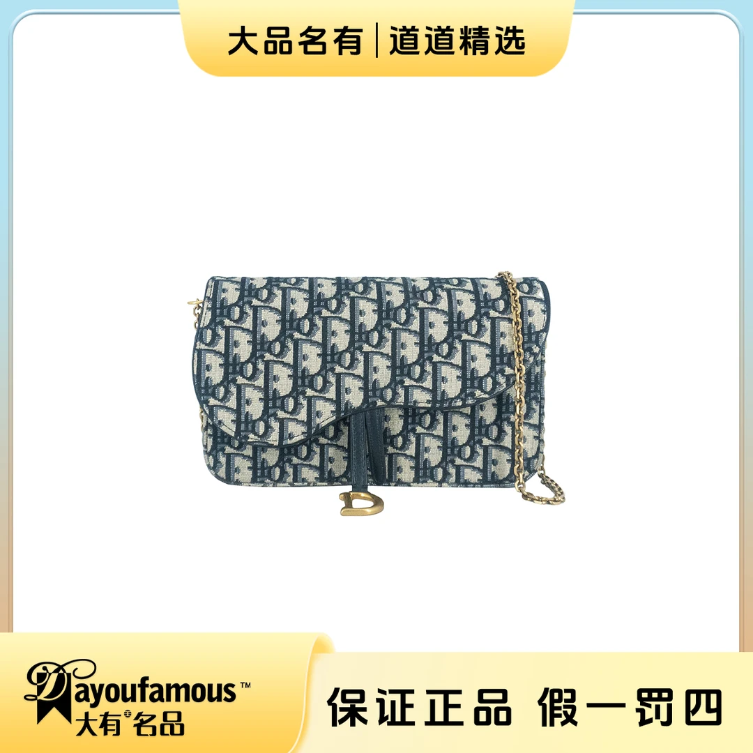99新 DIOR/迪奥 ｜道道｜24年新款老花满印牛仔蓝大woc链条斜挎包