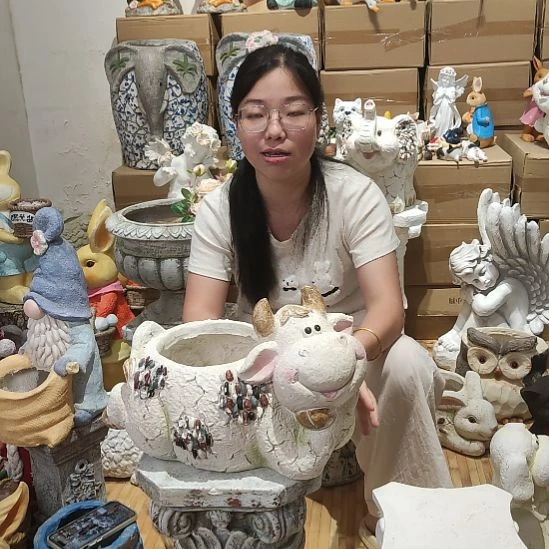 合成树脂氧化镁牛牛花盆一个
