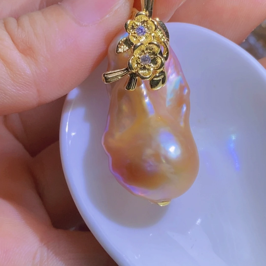 银S925镶嵌淡水珍珠微瑕