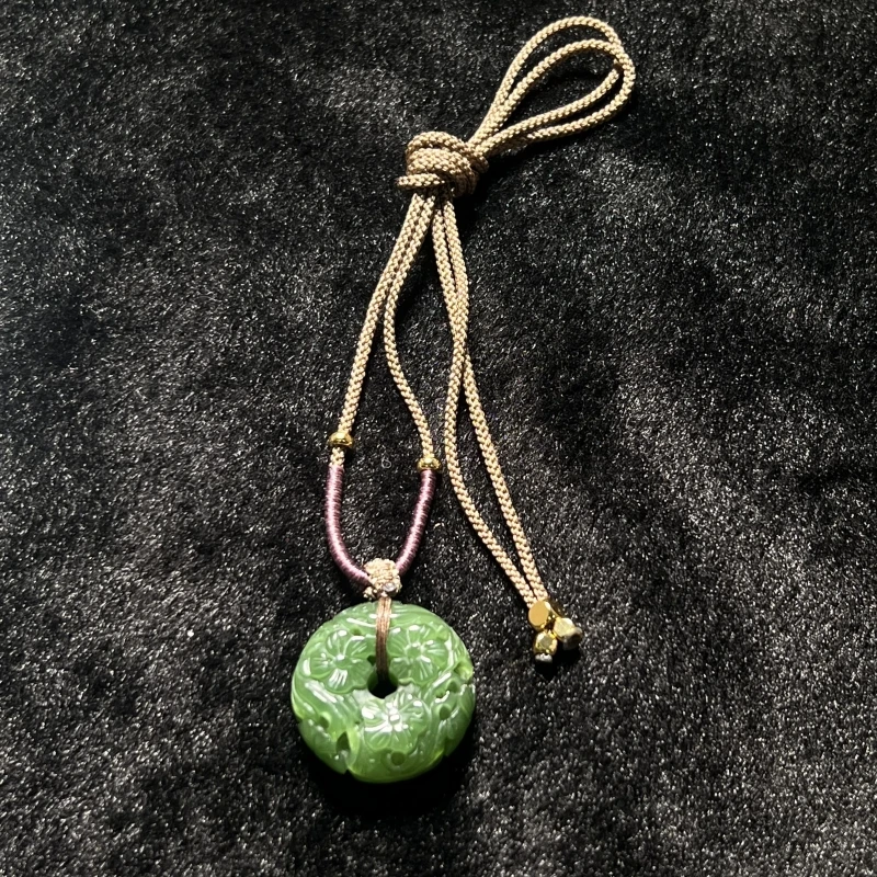 景景严选-和田玉吊坠-碧玉雕花平安扣约12*25mm#