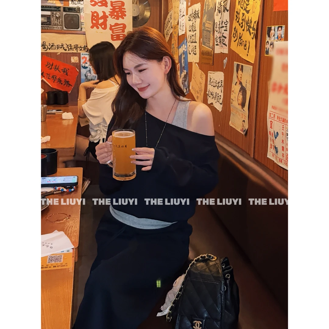 【LIUYI】时髦懒人～设计感直筒半身裙58151