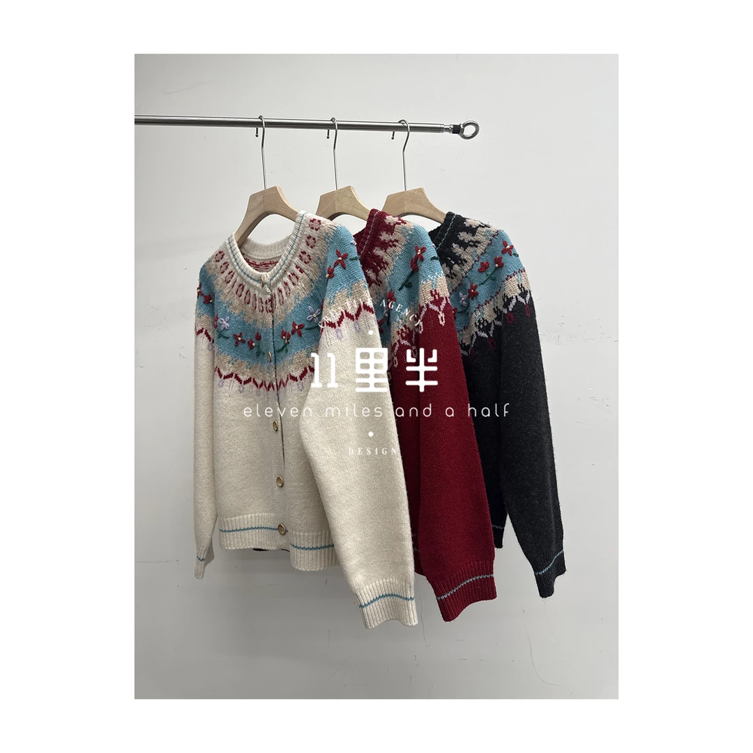 11里半如懿专属【半亩花田】时尚费尔岛休闲百搭圆领绵羊毛针织衫