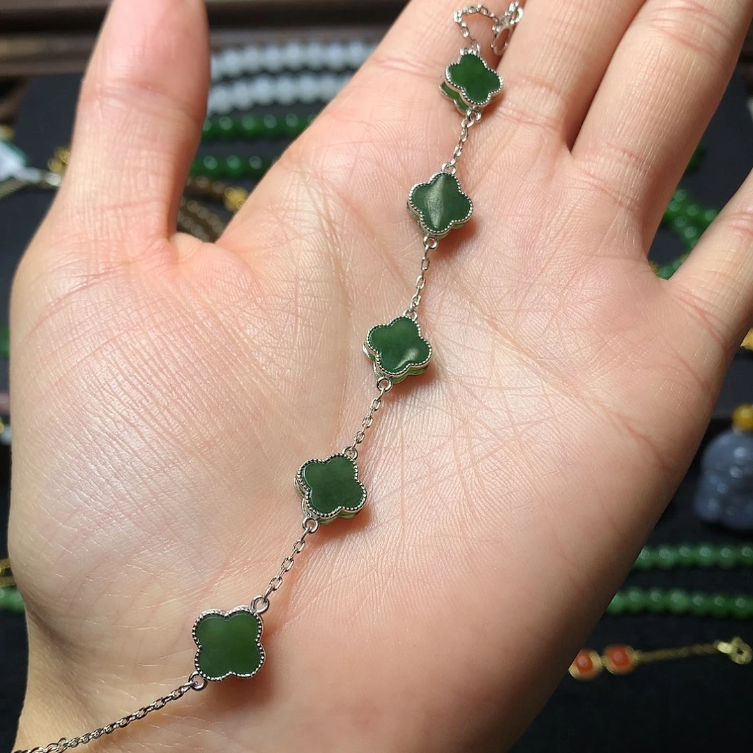 和田玉手链银S925镶嵌