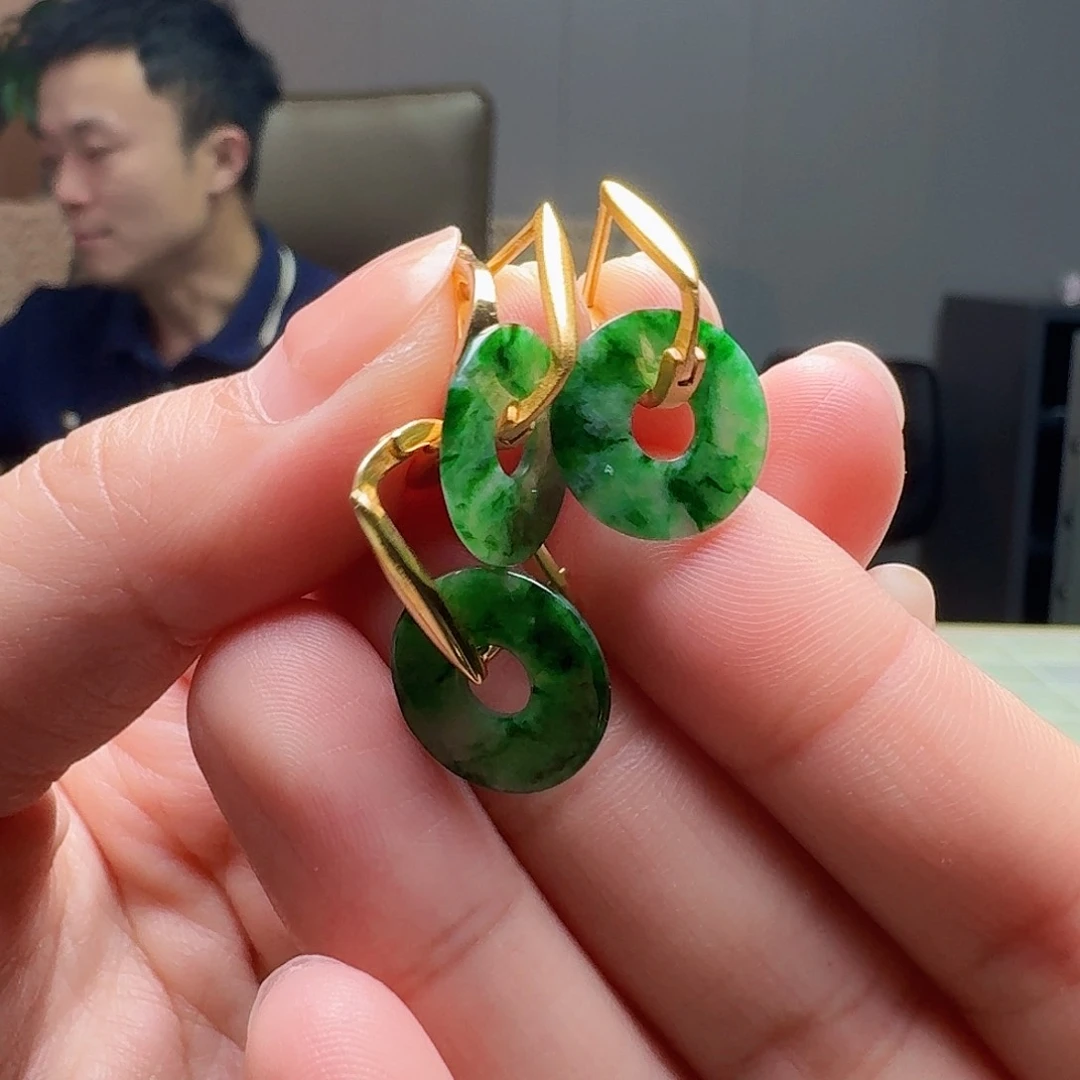 翡翠银S925镶嵌耳饰多样性发货其一