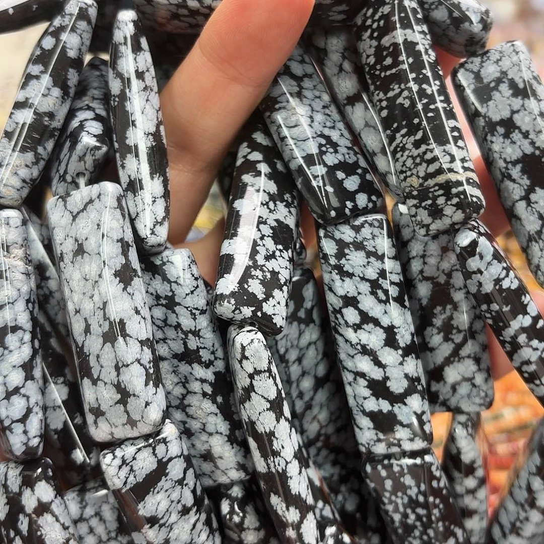 玛瑙/玉髓未镶嵌珠宝半成品15×45雪花石长牌一条