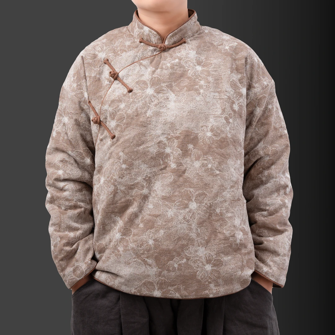 全棉长袖提花秋冬女款厚款休闲常规款时尚斜襟冬季立领棉服棉袄