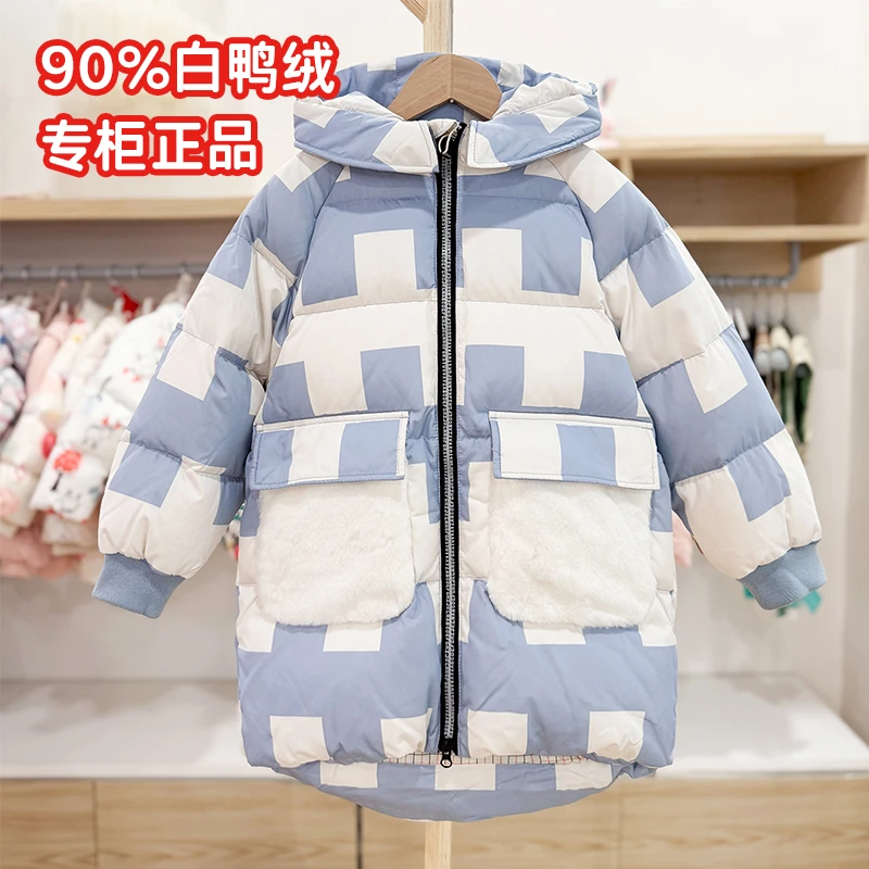 【110-160】专柜正品未来之星女大童羽绒服中长款休闲简约加厚