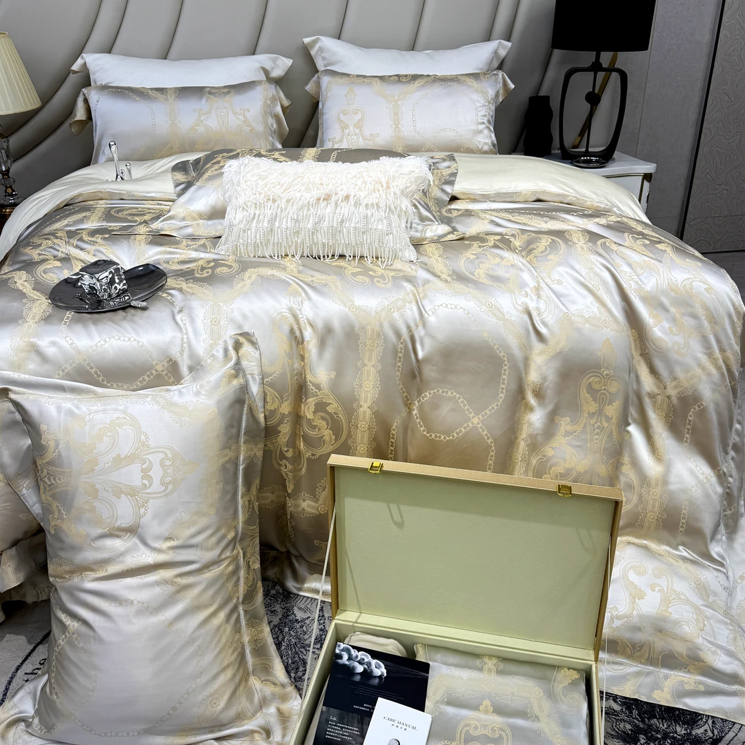 【重磅来袭】法式提花真丝超柔四件套轻奢丝滑床品