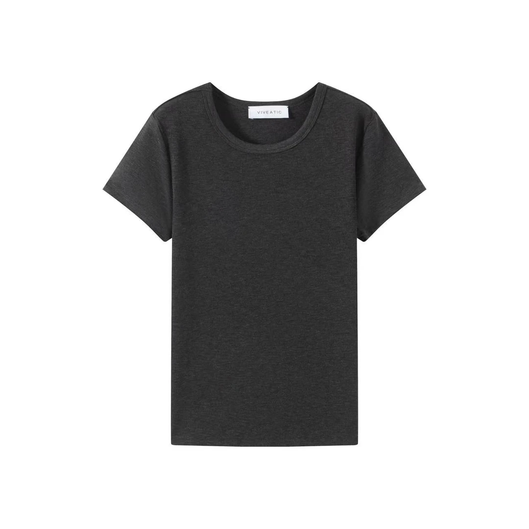 【茉舍】VIVEATIC 竹节棉修身休闲短袖TVA250219-379