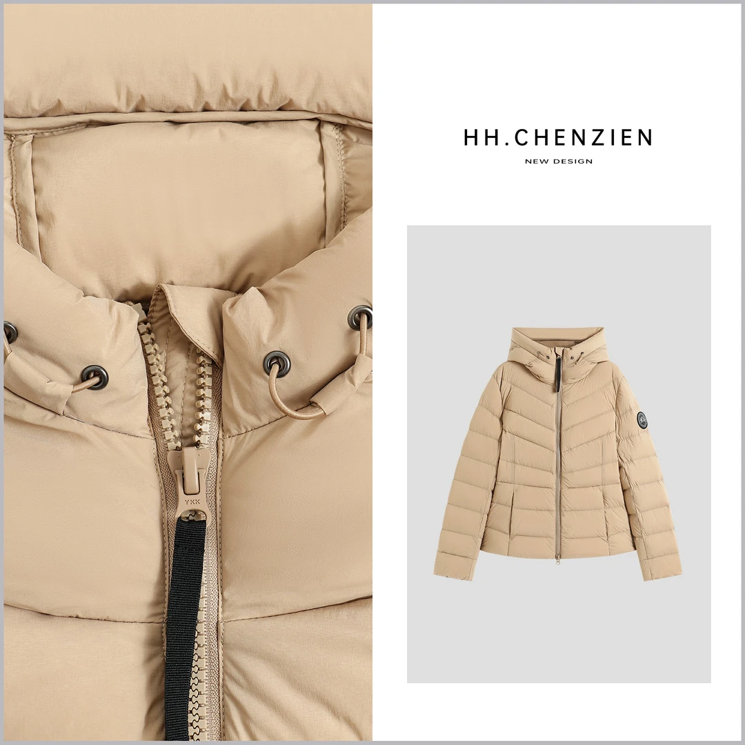 【黑黑家】冬款新款连帽拉链设计净版舒适保暖羽绒服外套