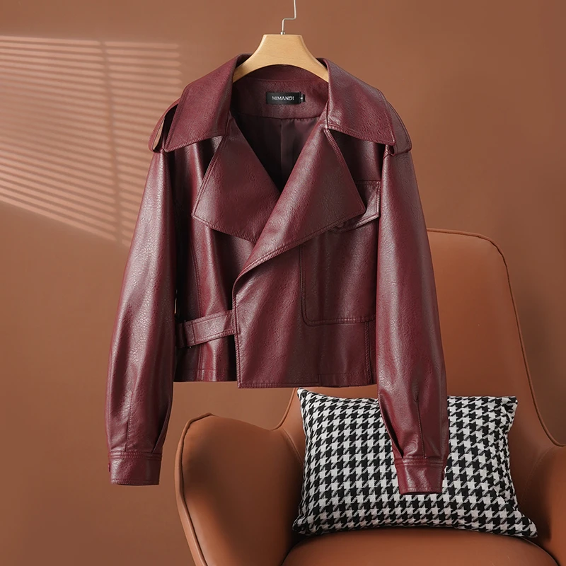 海宁真皮皮衣外套女黑色皮夹克2025新款短款机车美拉德绵羊皮宽松