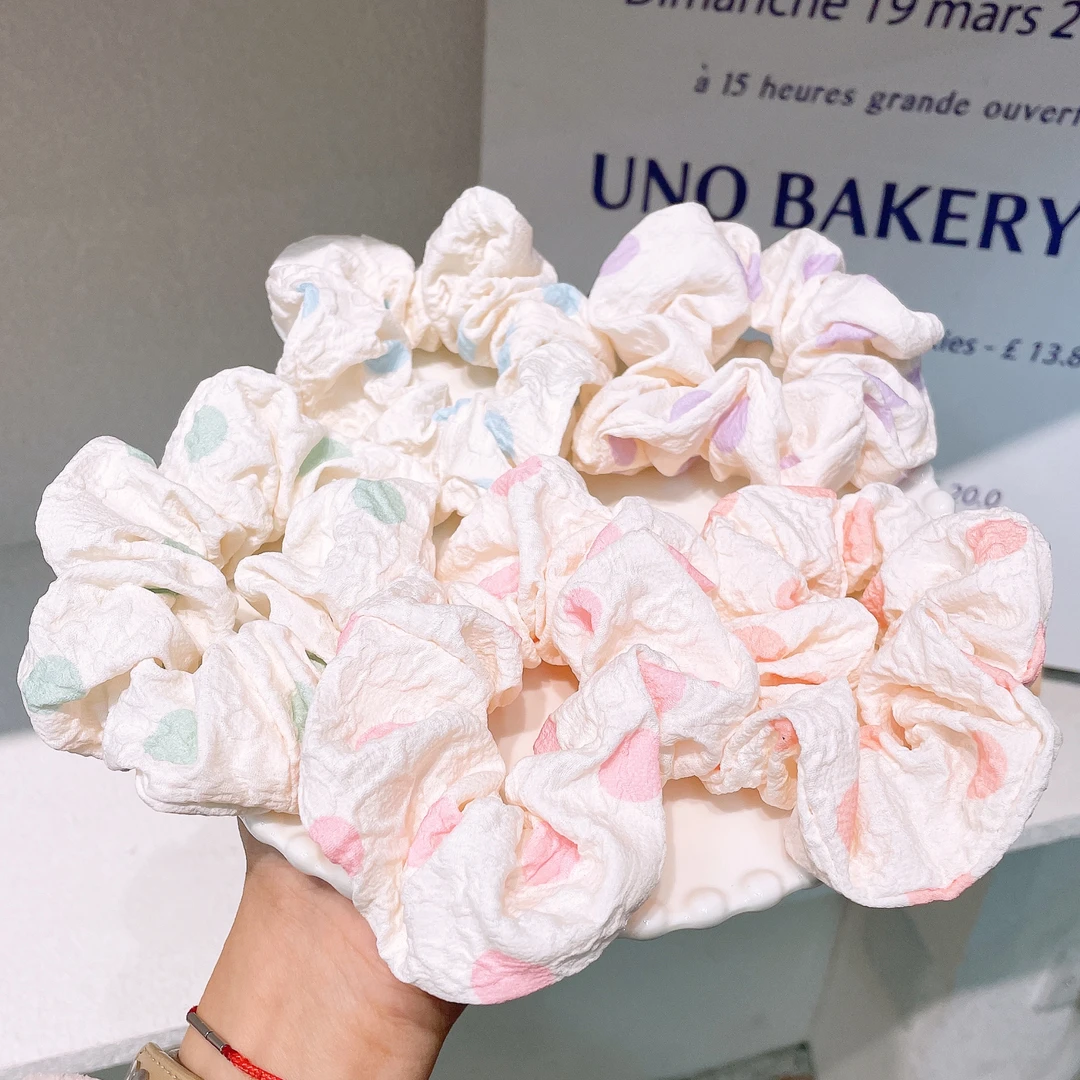 A-6997   大波点马卡龙色简约基础小清新高丸子大肠发圈     发圈