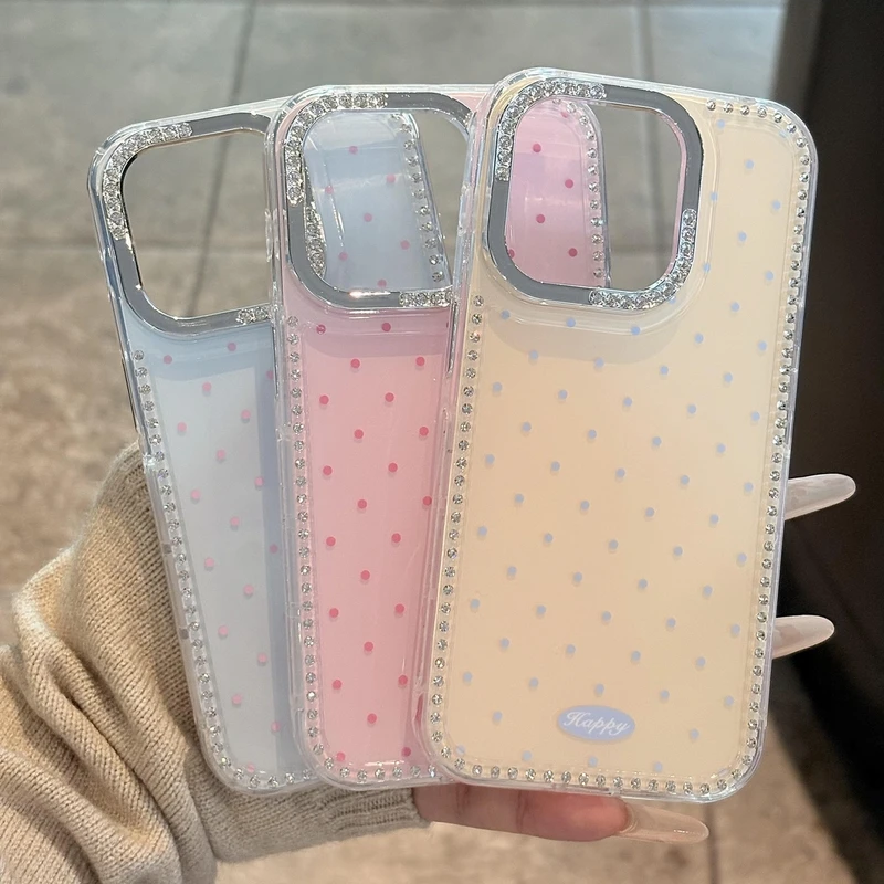 ins闪钻简约纯色黄蓝粉适用iPhone16promax手机壳15/14新16pro