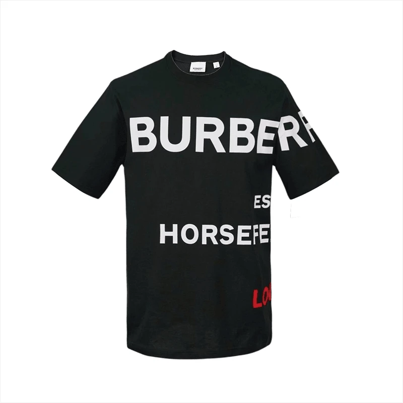 未使用 BURBERRY/博柏利 Logo印花圆领休闲短袖T恤男款黑色