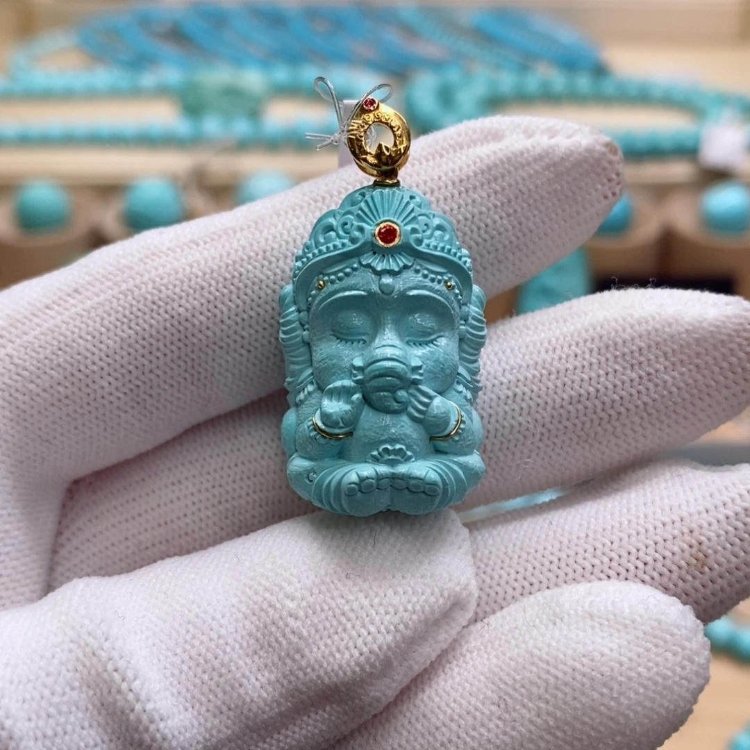 18K金镶嵌绿松石珠宝奇石