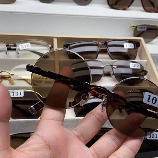 无框款纯天然石头水晶眼镜