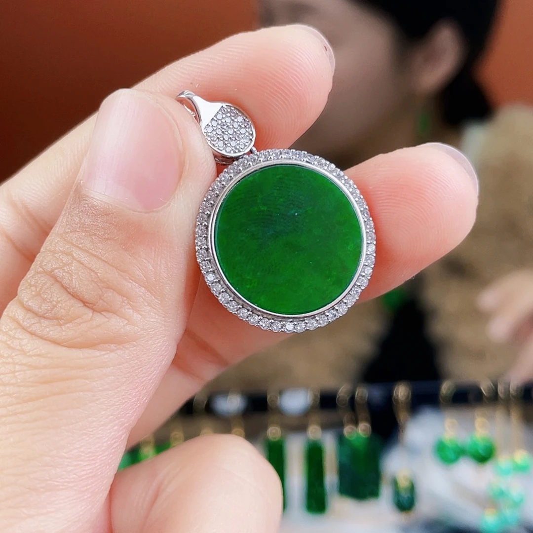 翡翠银S925镶嵌耳饰