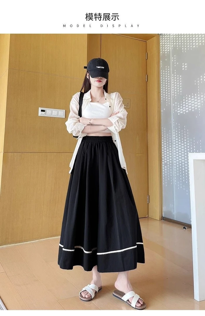 5411高腰宽松显瘦A字廓形设计感裙裤