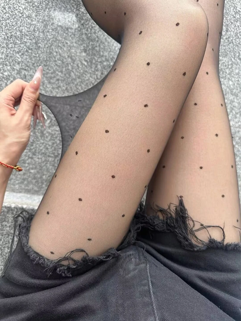 【0D波点】丝袜夏季超薄款防勾丝连裤纯欲黑色丝滑0D波点蕾丝春夏