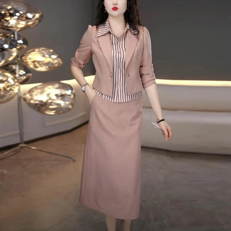 秋季气质优雅高级感裙子套装女2025新款爆款洋气显瘦两件套连衣裙