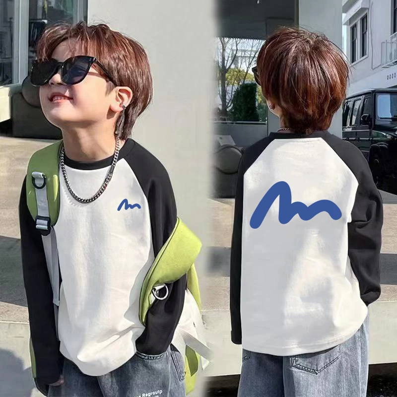 纯棉男童长袖T恤春秋新款酷帅洋气儿童宝宝纯棉打底衫百搭上衣