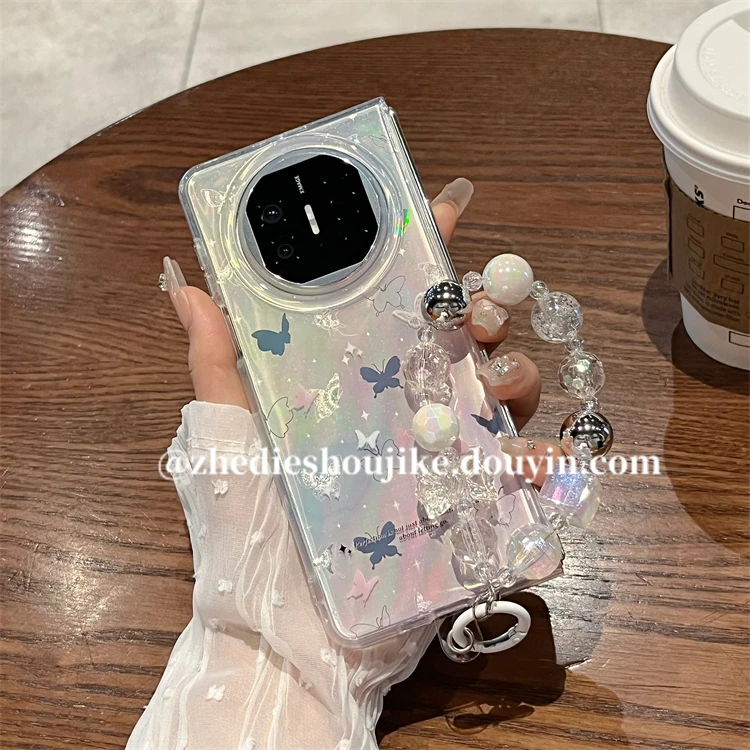 适用华为matex5折叠屏手机壳高级渐变蝴蝶链条matex6典藏版保护壳