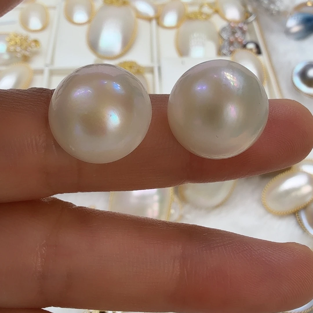 拼合珍珠（马贝珠）耳饰银S925镶嵌