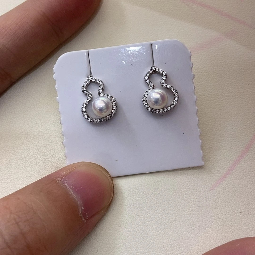 银S925镶嵌耳饰淡水珍珠