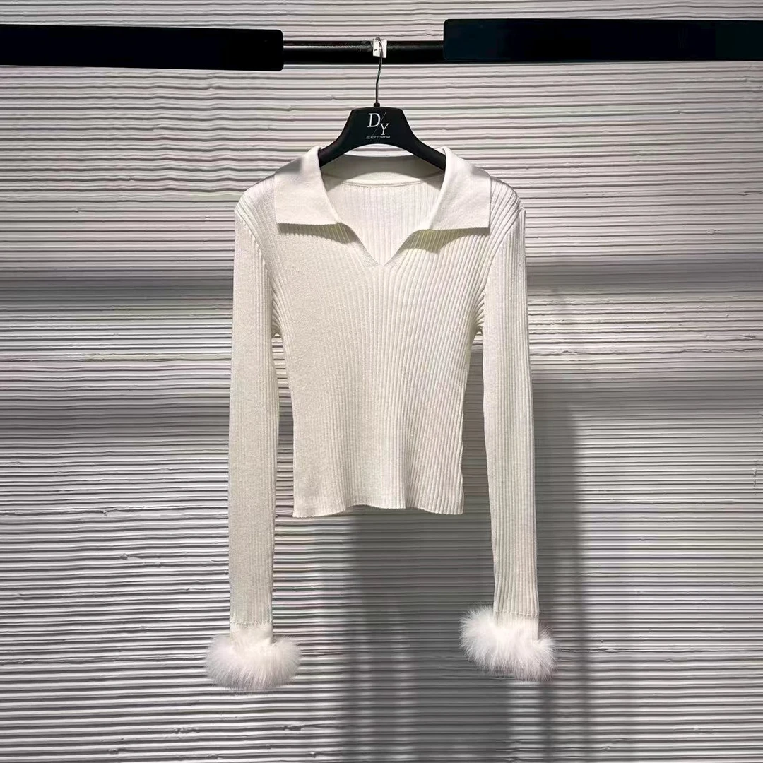 【Da Yang】25不褪色翻领织衫针织长袖时尚打底衫秋季纯色B431