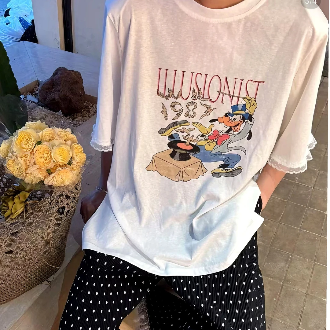 十三行短袖T高飞印花宽松休闲短袖T恤女洋气卡通减龄夏季新款半袖