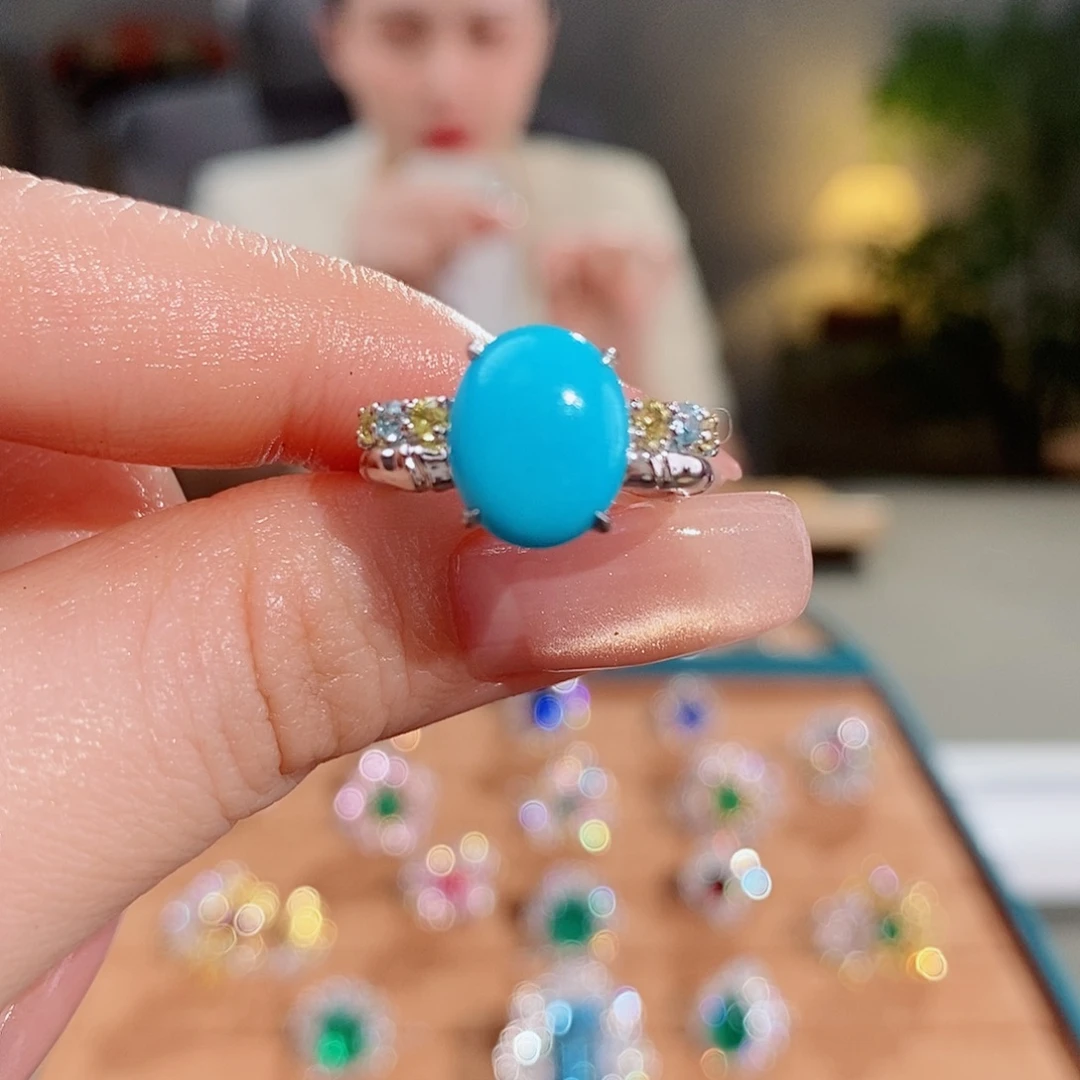 绿松石铂Pt950镶嵌戒指2.63ct