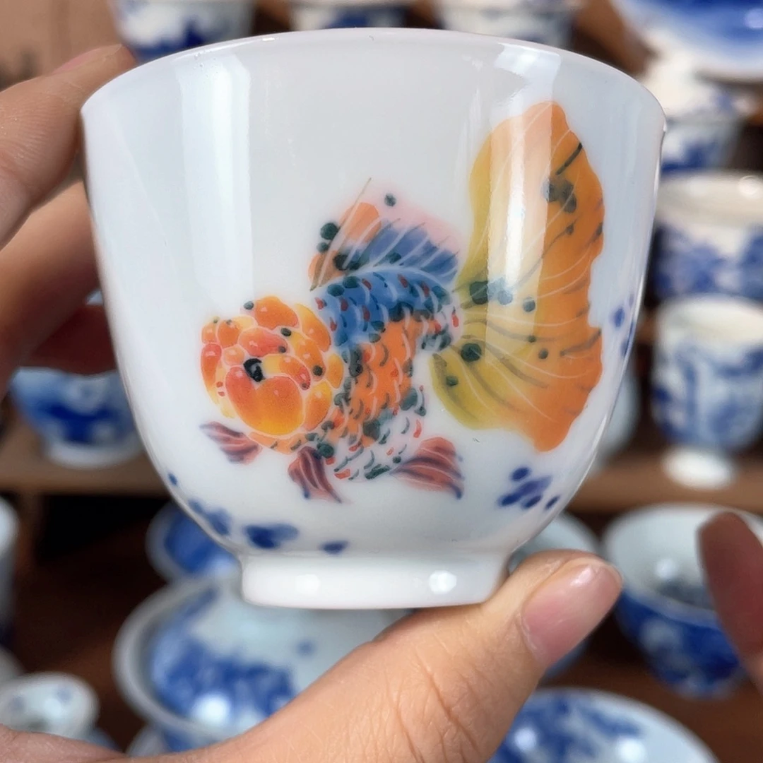 泥藝瓷梦金鱼杯杯