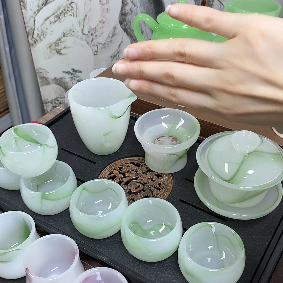礼盒装飘绿琉璃茶具