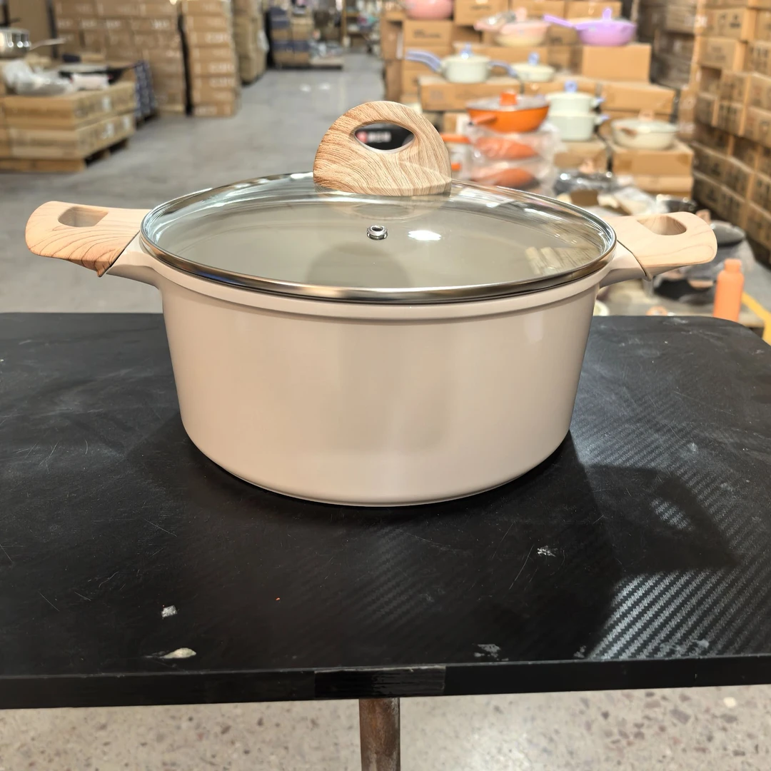 24cm小卡斑鸠色汤锅撤柜焖炖煮不挑灶具多功能不粘料理锅微瑕疵