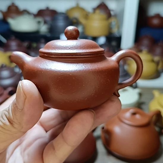 紫砂茶盘原矿红降坡莲子140cc半手工